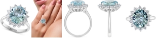 EFFY Collection EFFY&reg; Aquamarine (3-1/3 ct. t.w.) & Diamond (3/4 ct. t.w.) Halo Ring in 14k White Gold